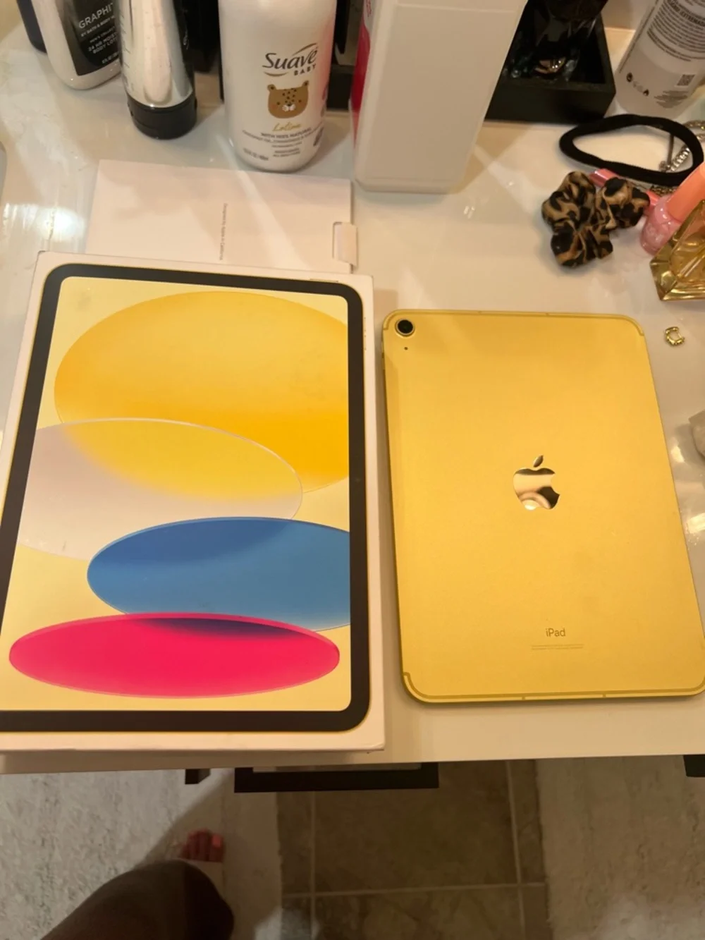Apple Tablet with Black Front and Yellow Edge